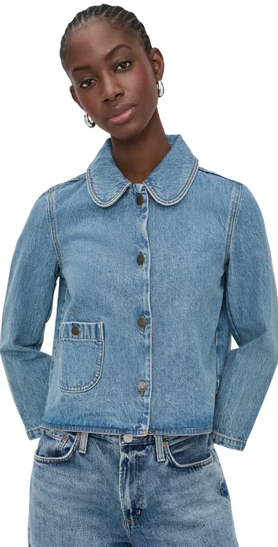 Ba&sh Tiny Denim Jacket In Blue Jeans In Blue