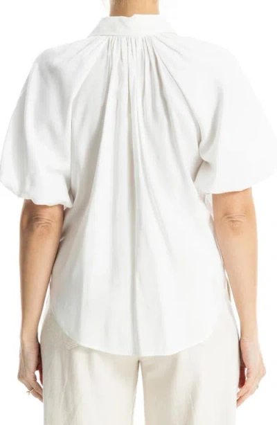Max Studio Bubble Sleeve Bf Shirt In White