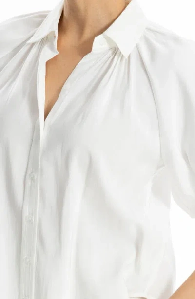 Max Studio Bubble Sleeve Bf Shirt In White