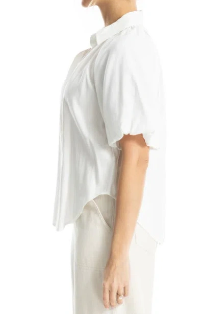 Max Studio Bubble Sleeve Bf Shirt In White
