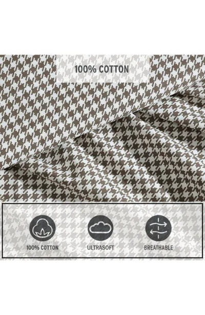Eddie Bauer Harrison Houndstooth Cotton Percale Sheet Set In Brown