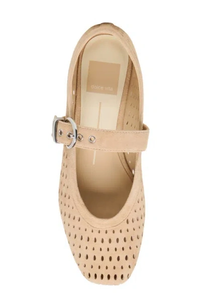 Dolce Vita Mikel Ballet Flats Camel Perforated Suede In Multi