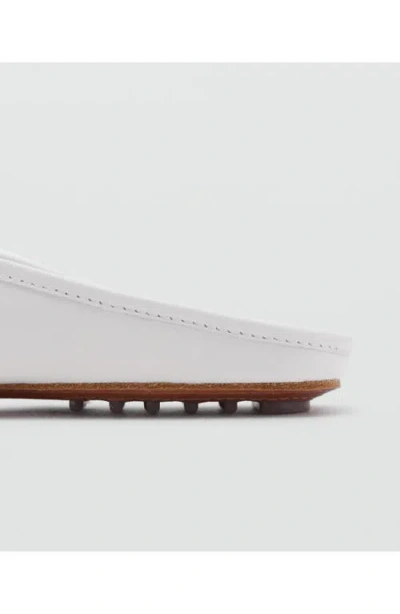 Mango Leather Flat Shoes White In White