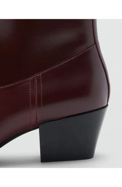 Mango Squared Toe Leather Ankle Boots In Burgundy