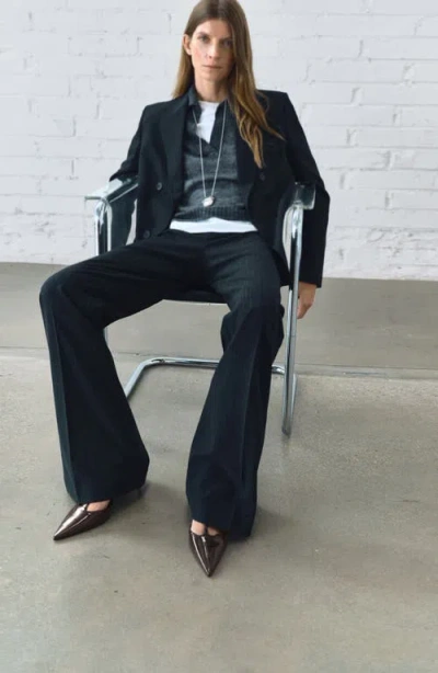 Mango Ankle Strap Pointed Heels In Brown