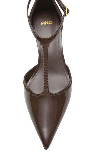 Mango Ankle Strap Pointed Heels In Brown