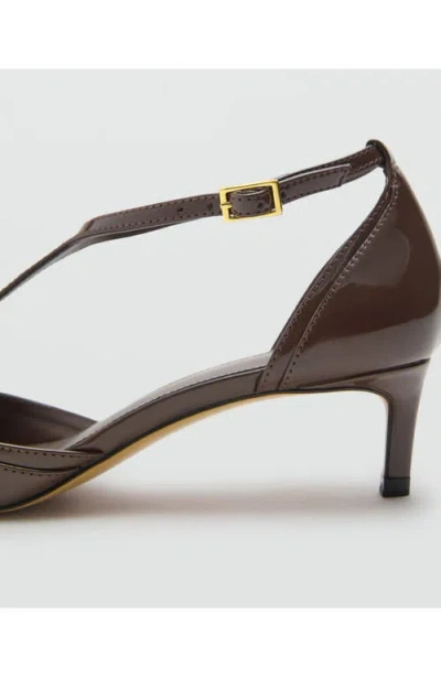 Mango Ankle Strap Pointed Heels In Brown