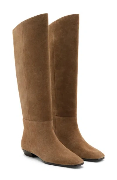 Mango High-leg Suede Boots Sand In Brown