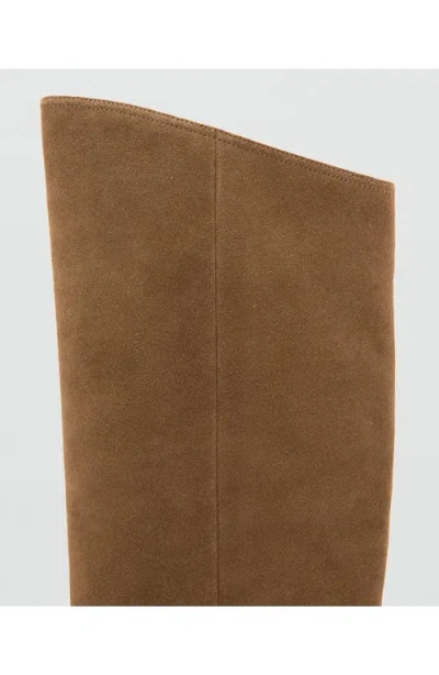Mango High-leg Suede Boots Sand In Brown