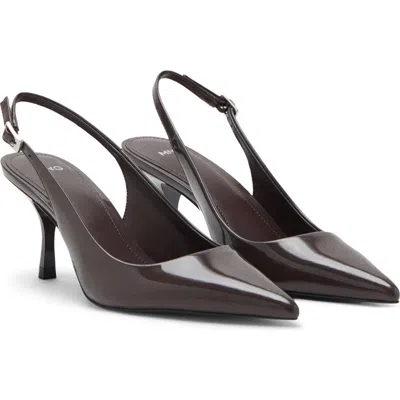 Mango Pointed Toe Slingback Pump In Brown