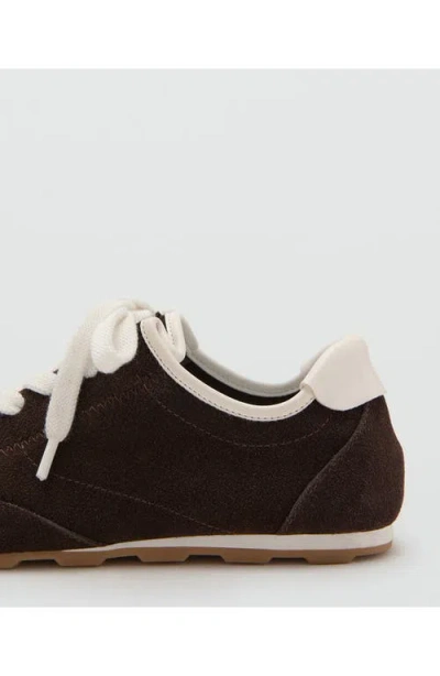 Mango Contrast Suede Sneaker In Brown