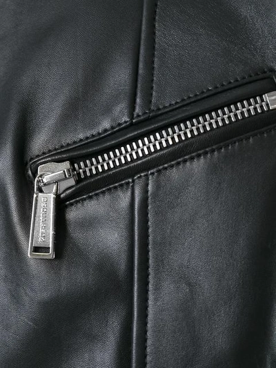 Shop Dsquared2 Quilt Sleeved Leather Jacket - Black