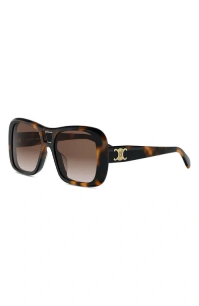 Celine Triomphe 55mm Gradient Pilot Sunglasses In Brown