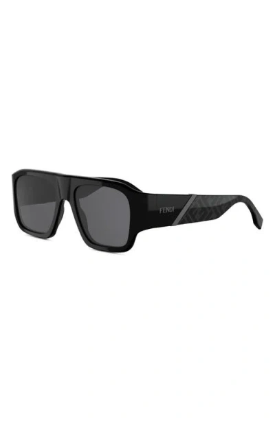 Fendi Diagonal 54mm Rectangular Sunglasses In Black