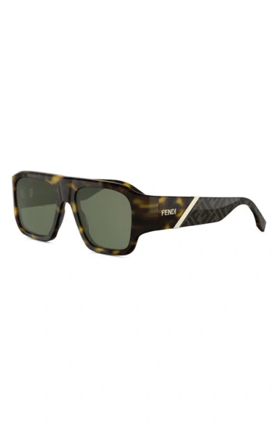 Fendi Diagonal 54mm Rectangular Sunglasses In Brown