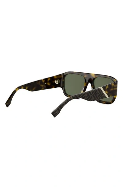 Fendi Diagonal 54mm Rectangular Sunglasses In Brown