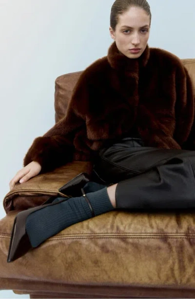 Mango Ankle Strap Pointed Toe Slingback Pump In Brown