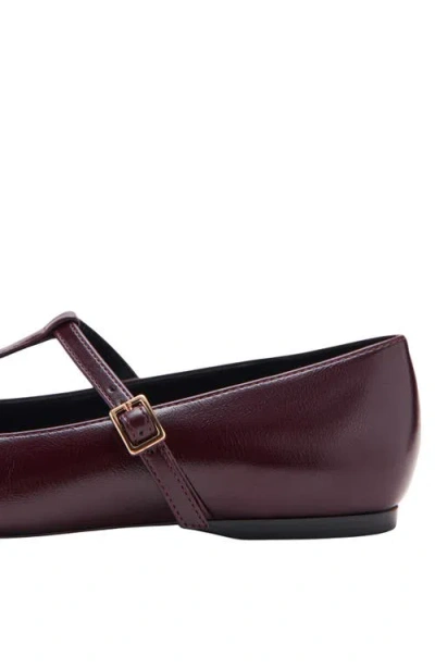 Mango T-strap Flat In Burgundy