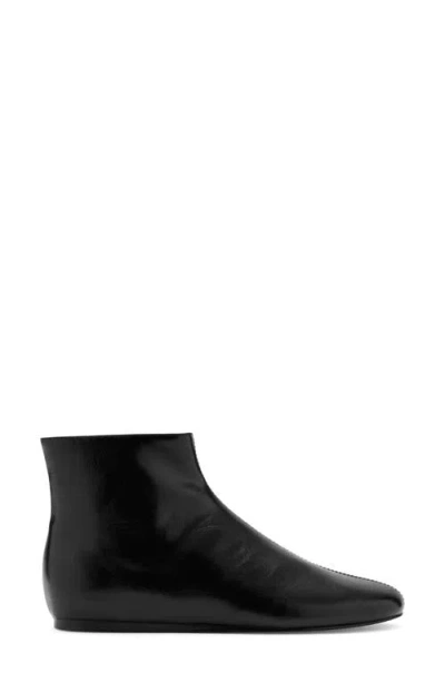 Mango Flat Ankle Boot With Zipper Black In Black