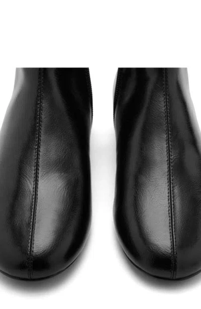 Mango Flat Ankle Boot With Zipper Black In Black