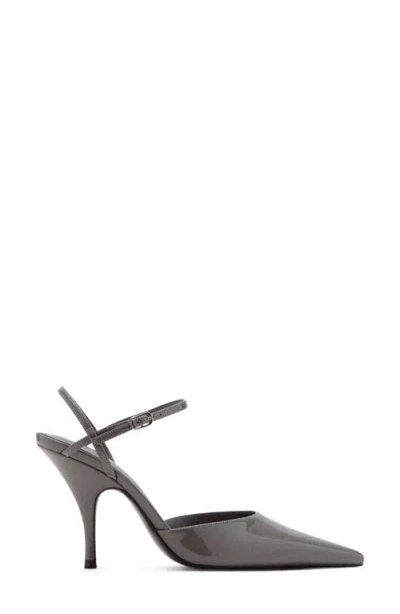 Mango Ankle Strap Pointed Toe Slingback Pump In Gray