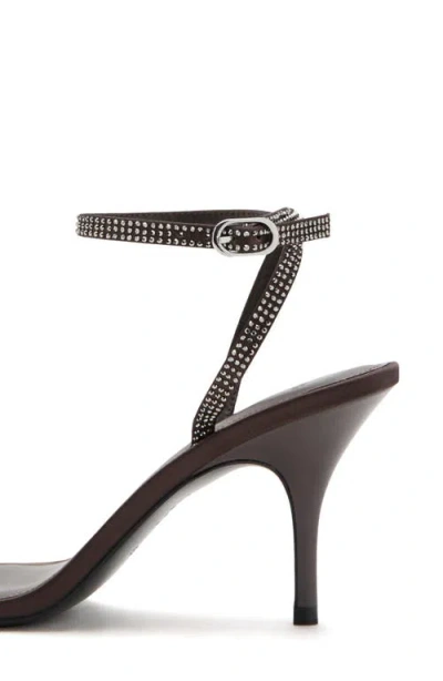 Mango Embellished Ankle Strap Sandal In Brown
