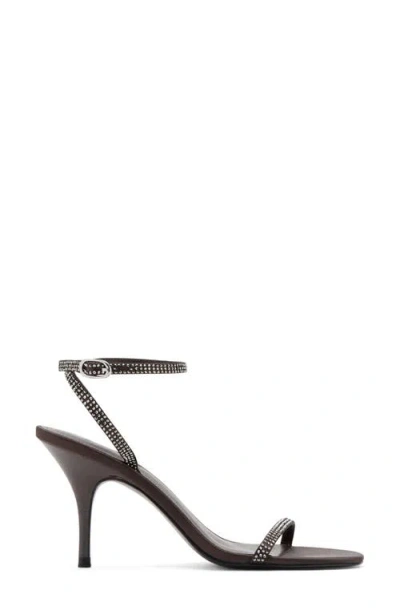 Mango Embellished Ankle Strap Sandal In Brown