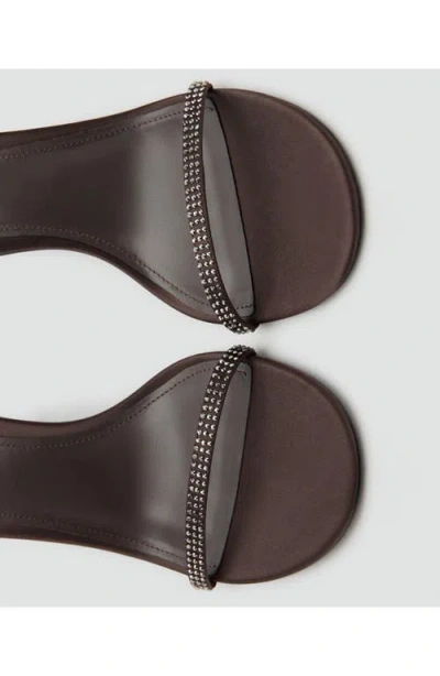 Mango Embellished Ankle Strap Sandal In Brown