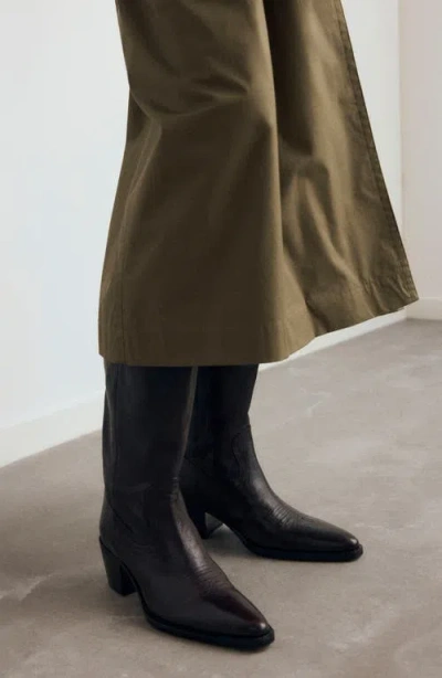 Mango Leather Western Boot In Black