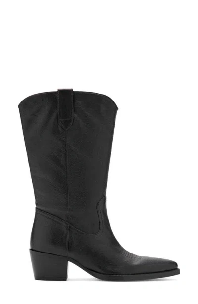 Mango Leather Western Boot In Black