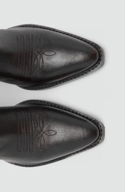 Mango Leather Western Boot In Black