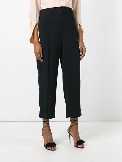 Shop Chloé Cropped Tailored Trousers In Black