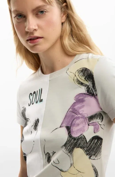 Desigual Mickey & Minnie Mouse Paneled Graphic T-shirt In Multi