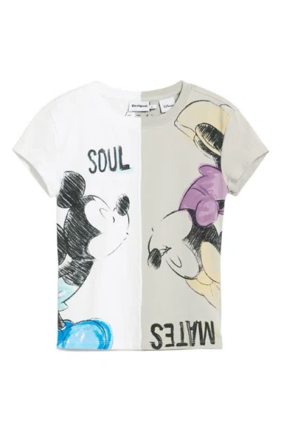 Desigual Mickey & Minnie Mouse Paneled Graphic T-shirt In Multi
