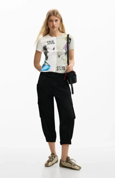 Desigual Mickey & Minnie Mouse Paneled Graphic T-shirt In Multi