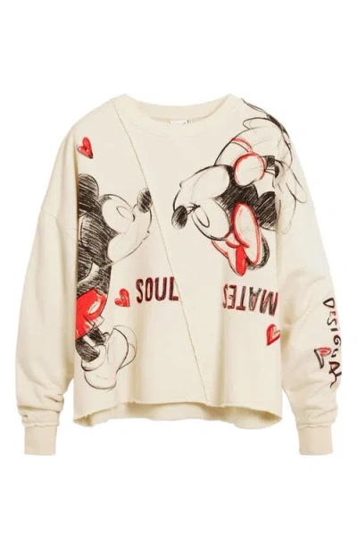 Desigual X Mickey And Minnie Mouse Graphic-print Sweatshirt In Neutral
