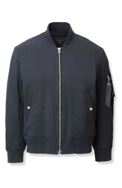 Rag & Bone Manston Nylon Bomber Jacket In Blue