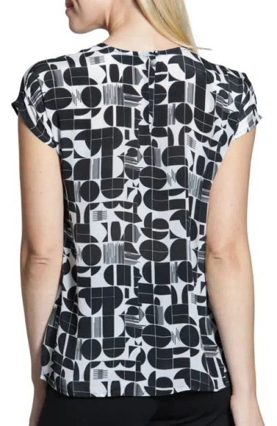 Apny Print Cap Sleeve Shell In Black