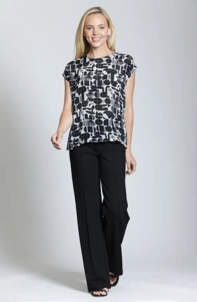 Apny Print Cap Sleeve Shell In Black
