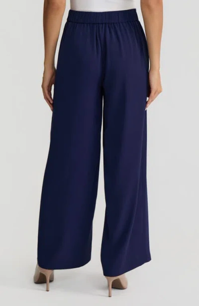 Kasper Pull-on Wide Leg Pants In Blue