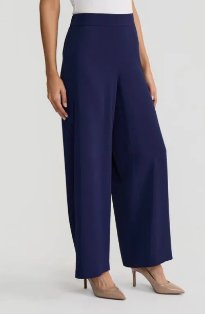 Kasper Pull-on Wide Leg Pants In Blue