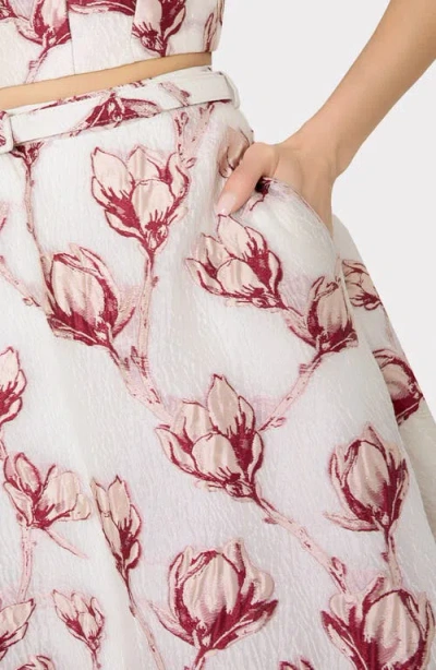 Milly Noella Belted Textured Floral Maxi Skirt In Multi