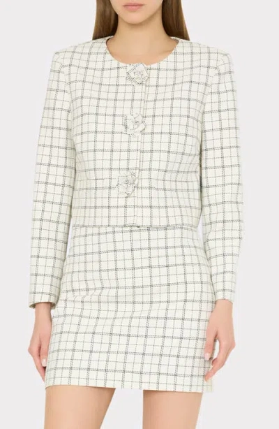 Milly Mika Plaid Crop Jacket In Multi