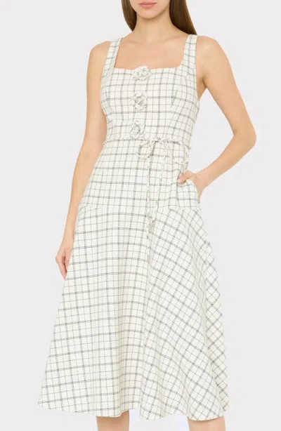 Milly Mira Plaid Midi Dress In Multi