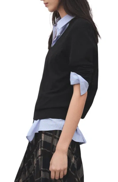 Mango V-neck Sweater In Black