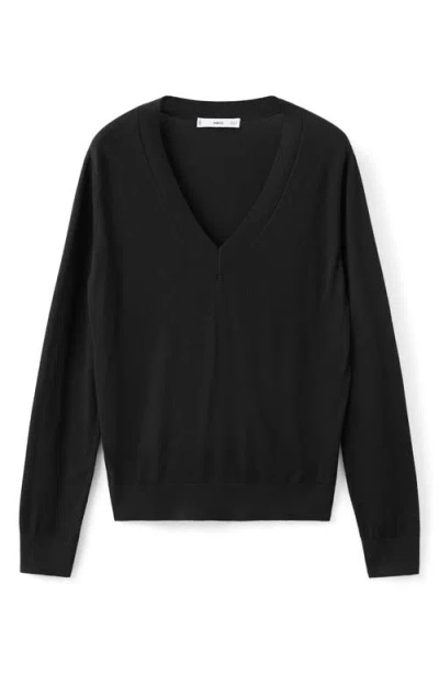 Mango V-neck Sweater In Black