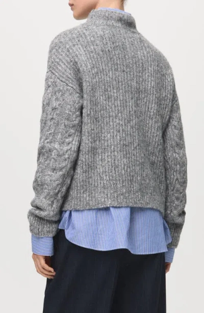 Mango Perkins Cable Stitch Sweater In Gray