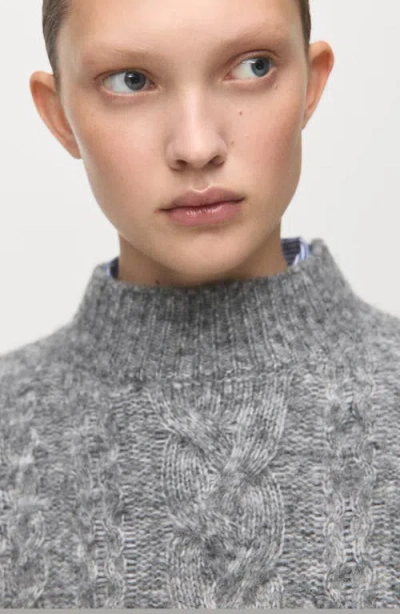 Mango Perkins Cable Stitch Sweater In Gray