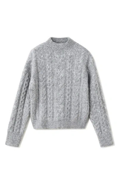 Mango Perkins Cable Stitch Sweater In Gray