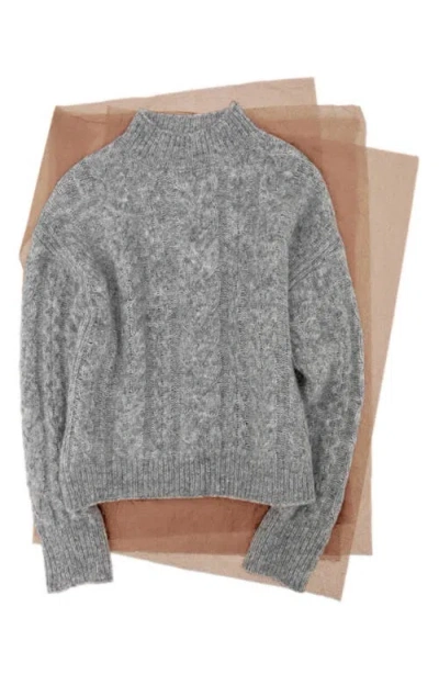 Mango Perkins Cable Stitch Sweater In Gray